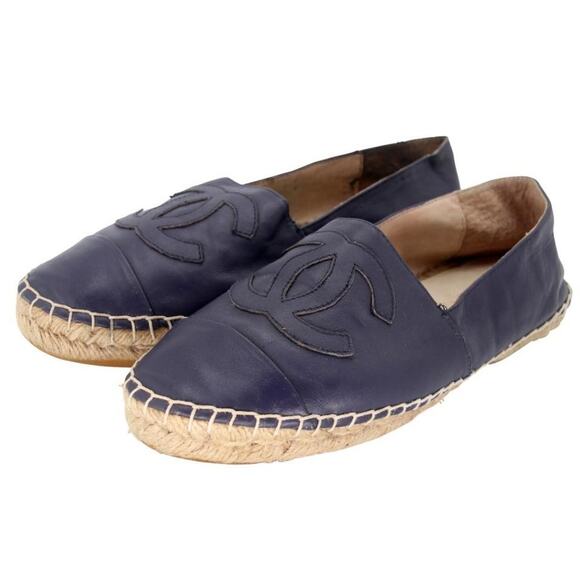 Chanel Espadrille Double Stacked 37 Leather Cc Flats CC-0712N-0017 - Picture 4 of 11